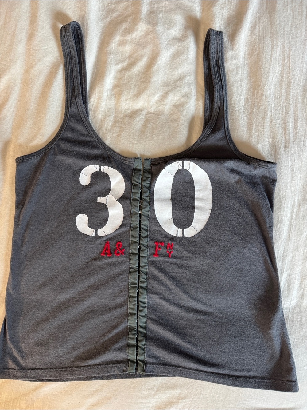 Abercrombie & Fitch vintage Charcoal Tank with White '30' Graphic
